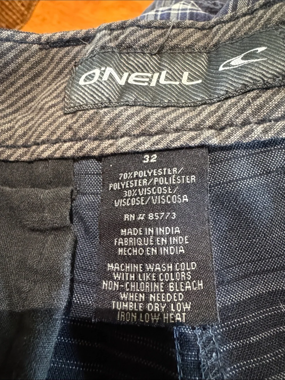 O'Neill Men's Blue  Striped Flat Front Shorts